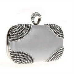 Golden Rhinestone Evening Clutch Bag Crystal Dinner Purse