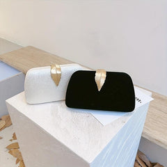 Leaf Decor Evening Bag Suede Clutch Purse for Party