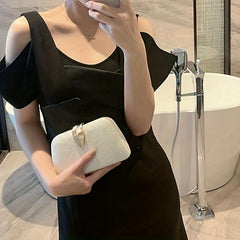 Leaf Decor Evening Bag Suede Clutch Purse for Party