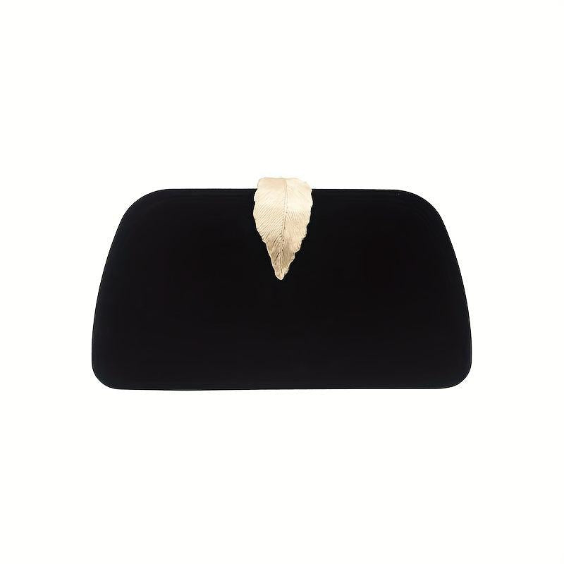 Leaf Decor Evening Bag Suede Clutch Purse for Party