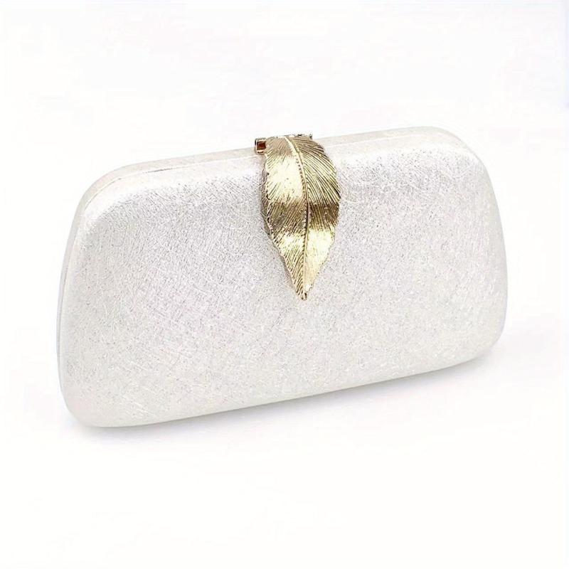 Leaf Decor Evening Bag Suede Clutch Purse for Party