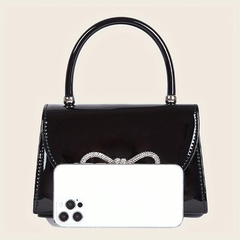 Rhinestone Bowknot Chain Crossbody Bag Flap Purse For Women