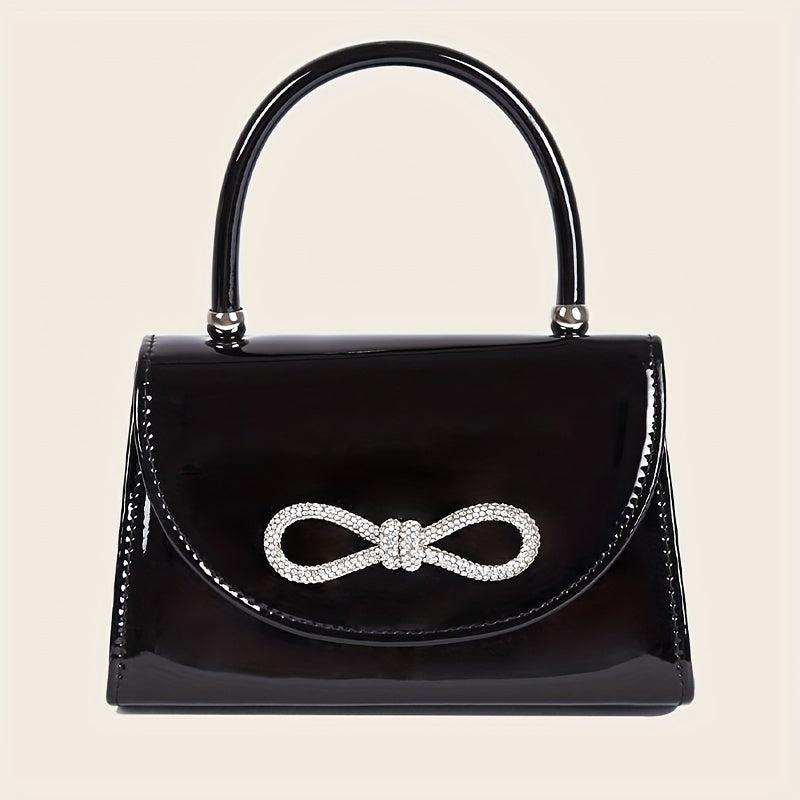 Rhinestone Bowknot Chain Crossbody Bag Flap Purse For Women