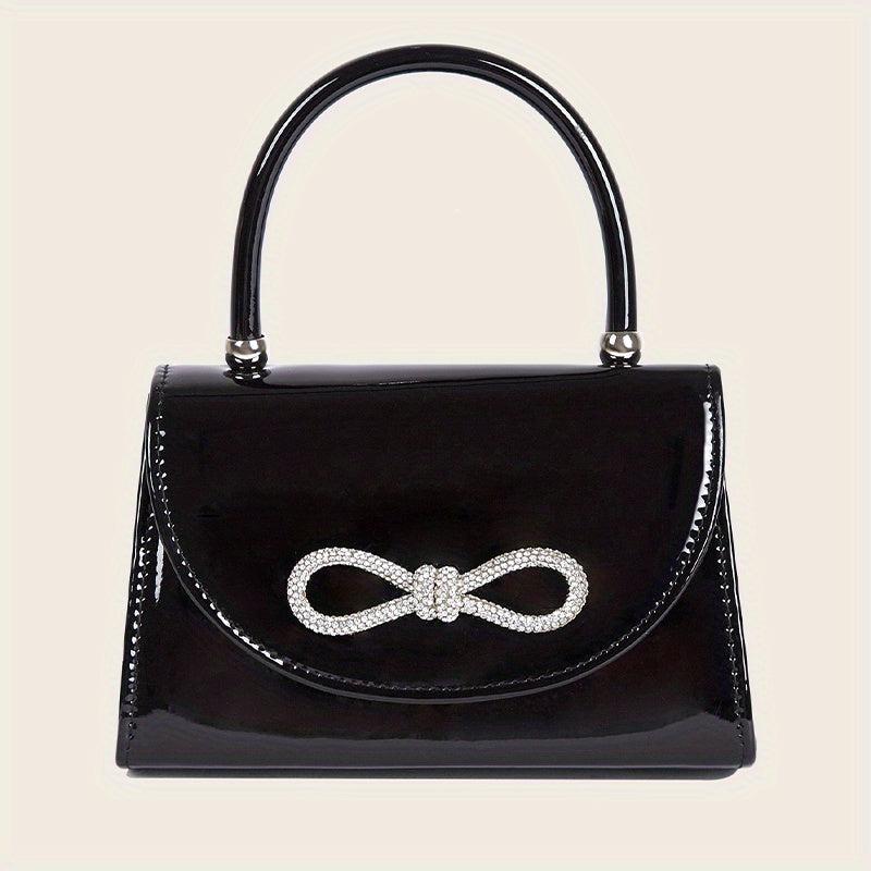 Rhinestone Bowknot Chain Crossbody Bag Flap Purse For Women