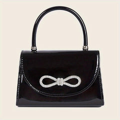 Rhinestone Bowknot Chain Crossbody Bag Flap Purse For Women