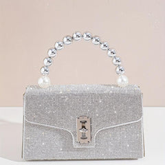 Rhinestone Silver Shoulder Bag Crossbody Chain Evening Party Bag