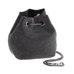 Rhinestone Drawstring Bucket Bag Glitter Evening Bag for Party Wedding & Prom