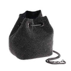 Rhinestone Drawstring Bucket Bag Glitter Evening Bag for Party Wedding & Prom
