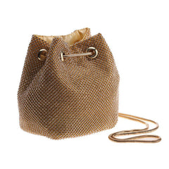 Rhinestone Drawstring Bucket Bag Glitter Evening Bag for Party Wedding & Prom