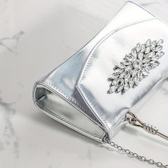 Elegent Glitter Chain Handbag Glossy Fabric Frame Purse