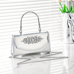 Elegent Glitter Chain Handbag Glossy Fabric Frame Purse
