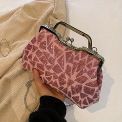 Sequins Evening Bag Top Ring Clutch Purse Women's Kiss Lock Handbags