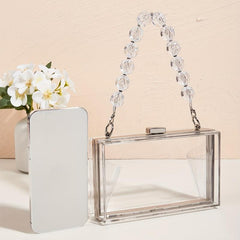 Clear Acrylic Evening Bag Beaded Chain Clutch Purses for Prom Party Wedding