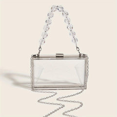 Clear Acrylic Evening Bag Beaded Chain Clutch Purses for Prom Party Wedding
