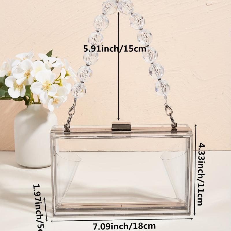 Clear Acrylic Evening Bag Beaded Chain Clutch Purses for Prom Party Wedding
