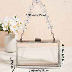 Clear Acrylic Evening Bag Beaded Chain Clutch Purses for Prom Party Wedding