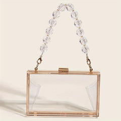 Clear Acrylic Evening Bag Beaded Chain Clutch Purses for Prom Party Wedding