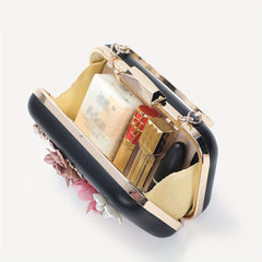 Flower & Bead Decor Banquet Bag Evening Clutch For Party