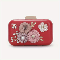Flower & Bead Decor Banquet Bag Evening Clutch For Party