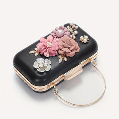 Flower & Bead Decor Banquet Bag Evening Clutch For Party
