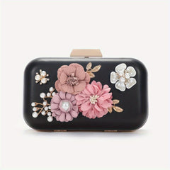 Flower & Bead Decor Banquet Bag Evening Clutch For Party