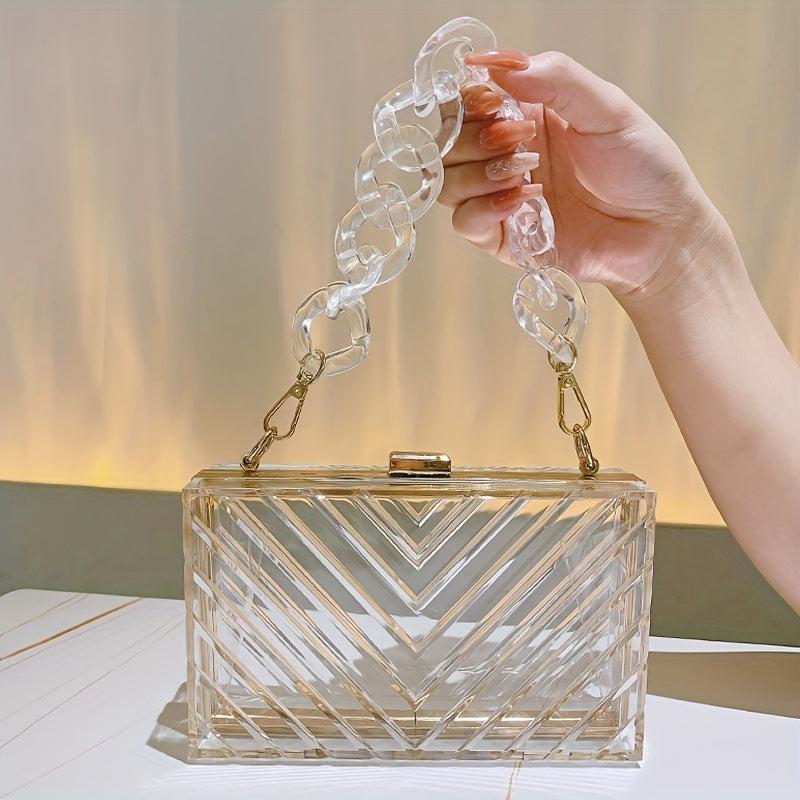 Clear Acrylic Evening Handbag Dinner Clutch Prom Bag