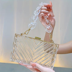 Clear Acrylic Evening Handbag Dinner Clutch Prom Bag