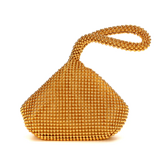 Hollow Out Bead Evening Bag Triangle Shaped Prom Purse Handbags