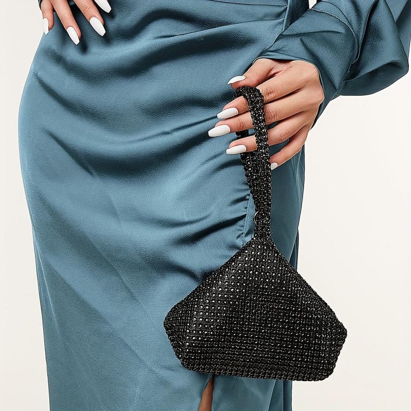 Hollow Out Bead Evening Bag Triangle Shaped Prom Purse Handbags