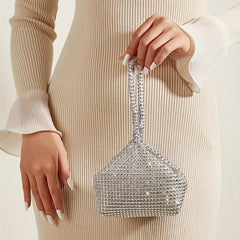 Hollow Out Bead Evening Bag Triangle Shaped Prom Purse Handbags