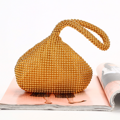 Hollow Out Bead Evening Bag Triangle Shaped Prom Purse Handbags
