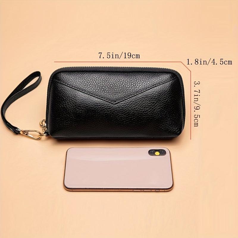 Long Wallet Leather Clutch Purse Handbags With Wristlet
