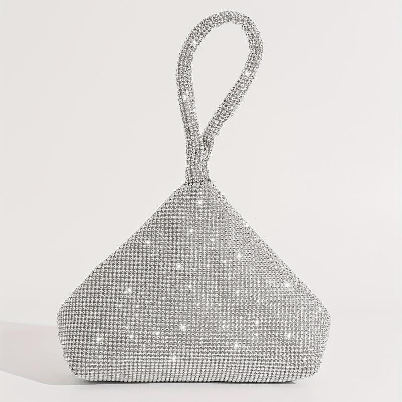 Glitter Rhinestone Decor Satchel Bag Stylish Evening Bag For Party