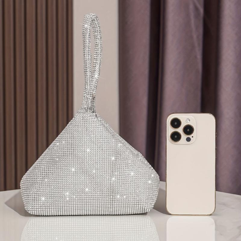 Glitter Rhinestone Decor Satchel Bag Stylish Evening Bag For Party