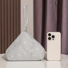 Glitter Rhinestone Decor Satchel Bag Stylish Evening Bag For Party
