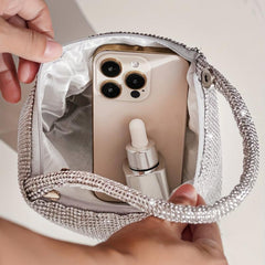 Glitter Rhinestone Decor Satchel Bag Stylish Evening Bag For Party