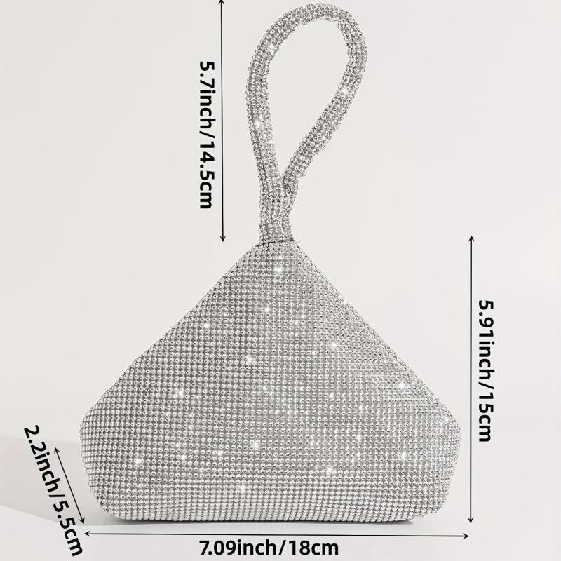 Glitter Rhinestone Decor Satchel Bag Stylish Evening Bag For Party