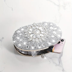 Elegant Rhinestone Glitter Kiss Lock Clutch Evening Bag