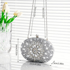 Elegant Rhinestone Glitter Kiss Lock Clutch Evening Bag