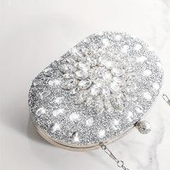 Elegant Rhinestone Glitter Kiss Lock Clutch Evening Bag