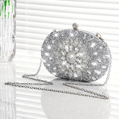Elegant Rhinestone Glitter Kiss Lock Clutch Evening Bag