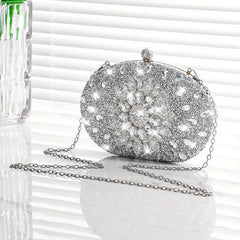 Elegant Rhinestone Glitter Kiss Lock Clutch Evening Bag