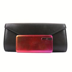 Metal Chain Clutch Elegent PU Leather Flap Purse