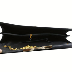Metal Chain Clutch Elegent PU Leather Flap Purse
