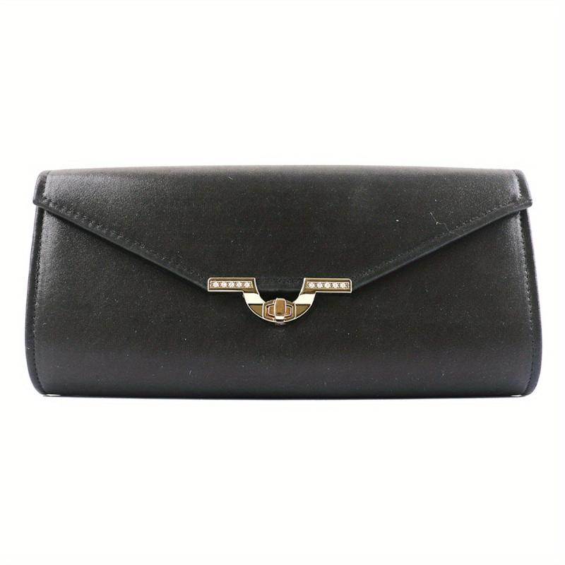 Metal Chain Clutch Elegent PU Leather Flap Purse