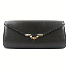 Metal Chain Clutch Elegent PU Leather Flap Purse