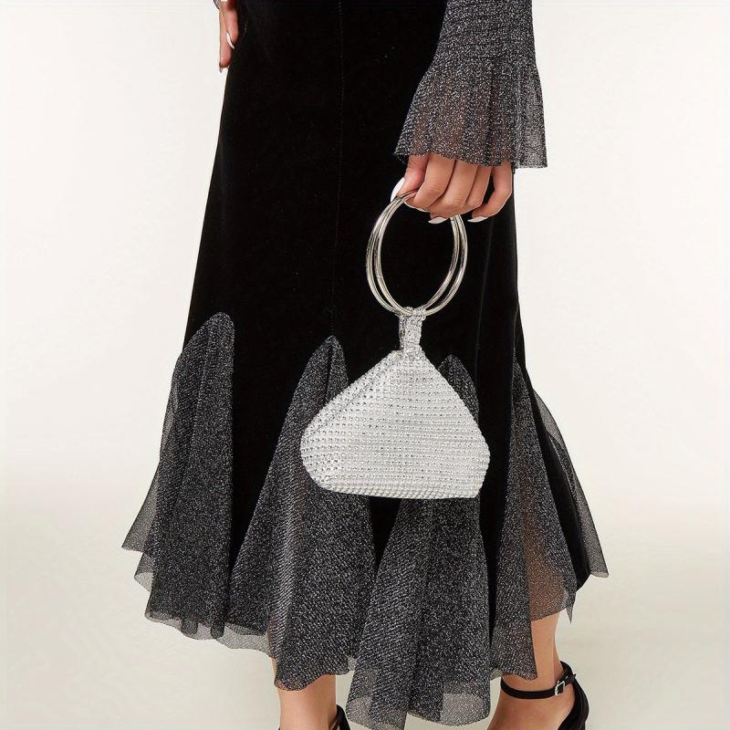 Bling Rhinestone Evening Bag Glitter Top Clutch for Wedding Party