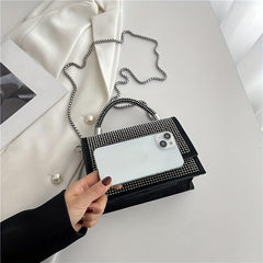 Rhinestone Decor Square Satchel Bag For Party