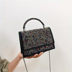 Rhinestone Decor Square Satchel Bag For Party