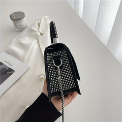 Rhinestone Decor Square Satchel Bag For Party